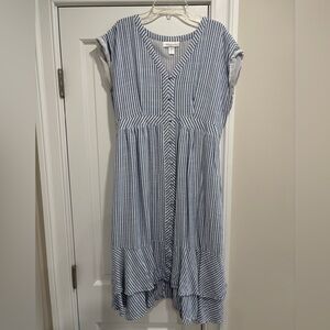 Blue and White Striped Maternity Dress